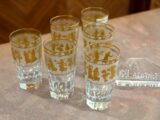 Set Di 6 Bicchieri Bibita Intagliati e Decorati in Oro Zecchino