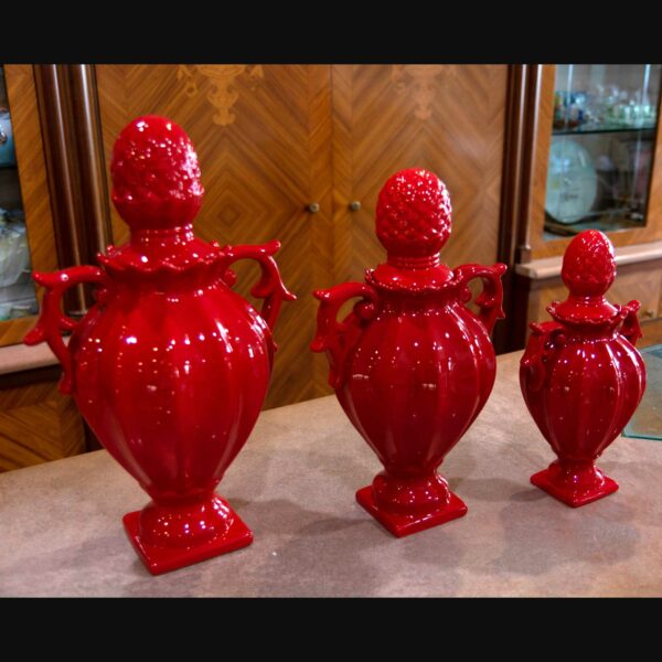 Anfora / Vaso Con Tappo Colore Rosso Venus